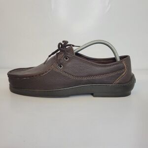 Minnetonka Moccasin Brown Leather Casual Lace Up Oxford Shoes‎ Mens Size 10